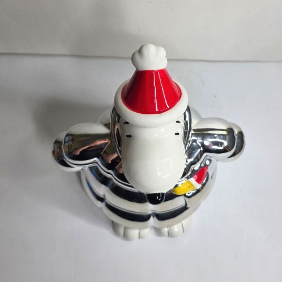 Snoopy Silver Puffer Jacket Cookie Jar Peanuts Holiday Shiny Coat Rare - NEW - Picture 5 of 9